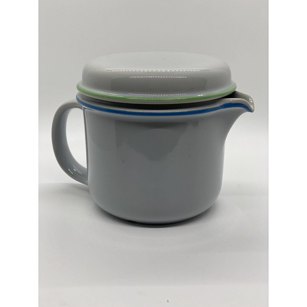 Thomas Germany Pourer w/Lid Blue Stripe On Pourer/Green On Lid 4.5”t x 6”w